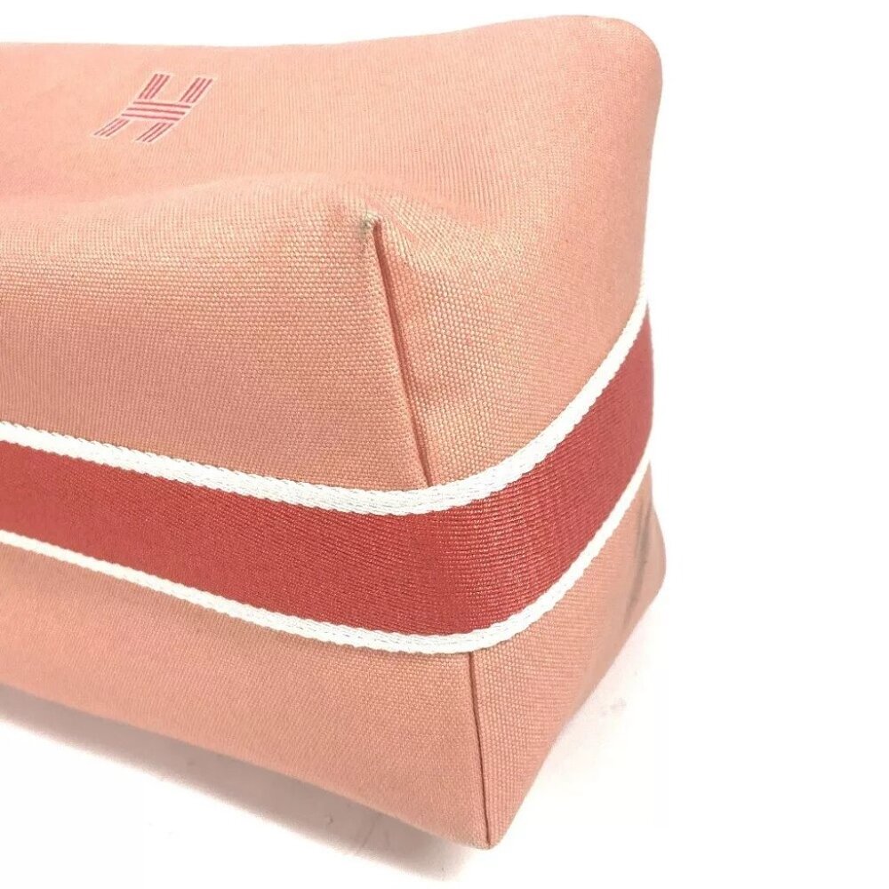 HERMES Bridua Black GM bag vanity bag pouch Hand Bag Canvas pink - Picture 8 of 16